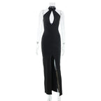 Sexy Hollow Out Cutout out Sleeveless Halter Slim Fit Solid Color Light Luxury Ball Red Carpet Formal Dress Women Bella Mia