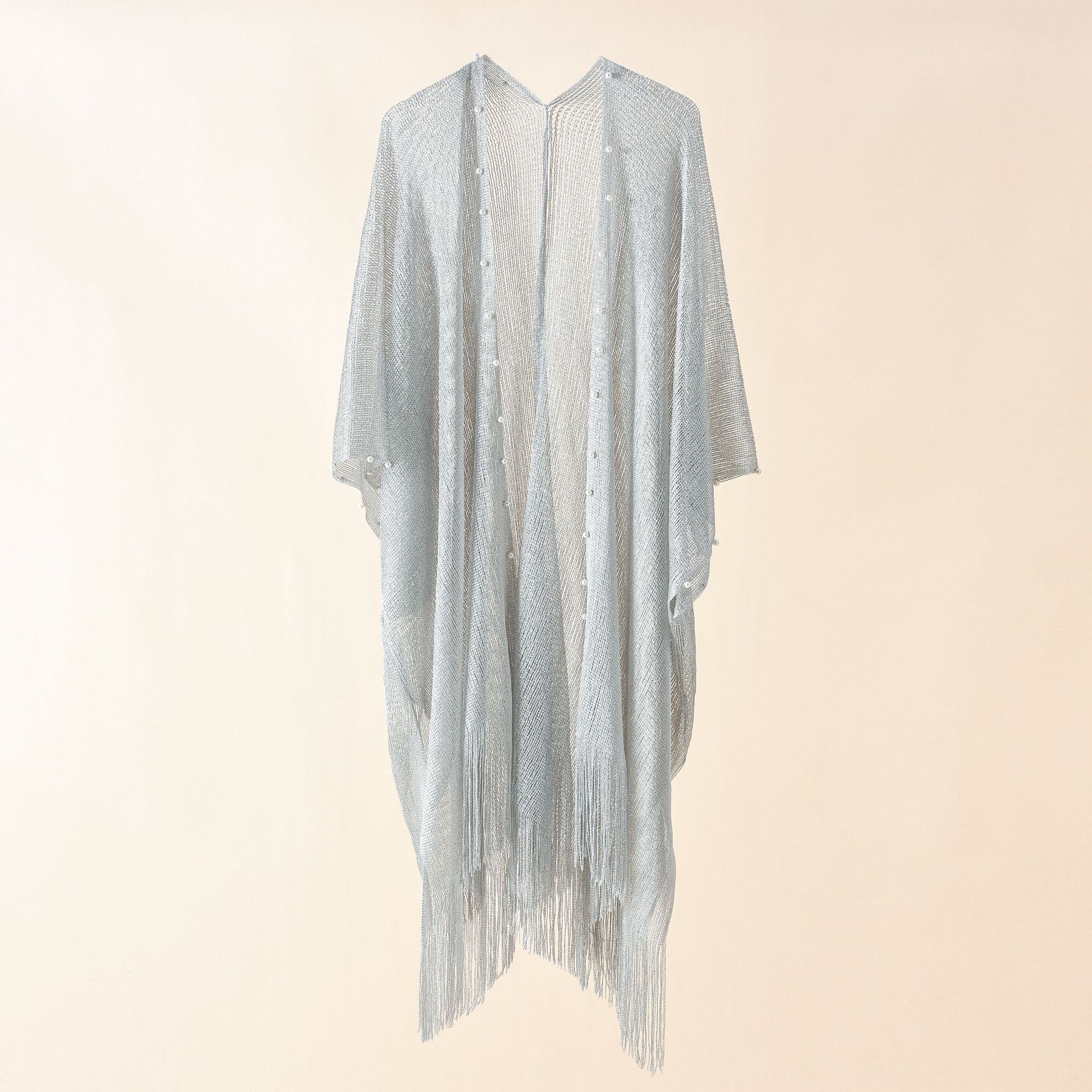 Street Spring Summer Sun Protection Solid Color Pearl Tassel Cardigan Shawl Bella Mia