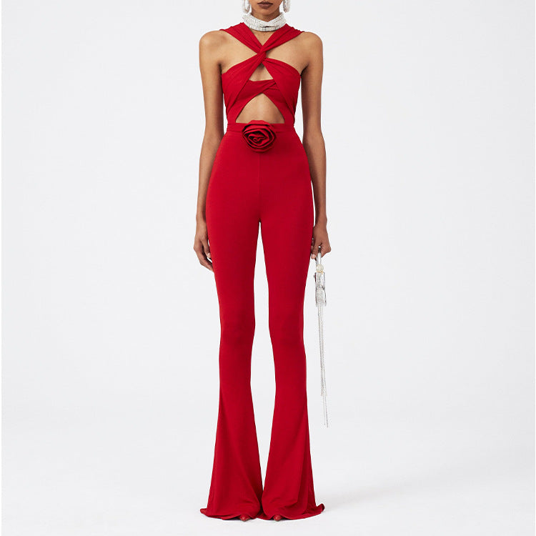 Sexy Hollow Out Cutout One Piece Swimsuit Women Red Rose Set Bella Mia