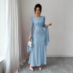 Spring Stitching Mesh Large Swing Sleeves Sexy Slim Fit Fishtail Dress Bella Mia