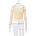 Women Clothing Autumn Sexy off Neck Solid Color Halter Cropped Long Sleeve Top for Women Bella Mia