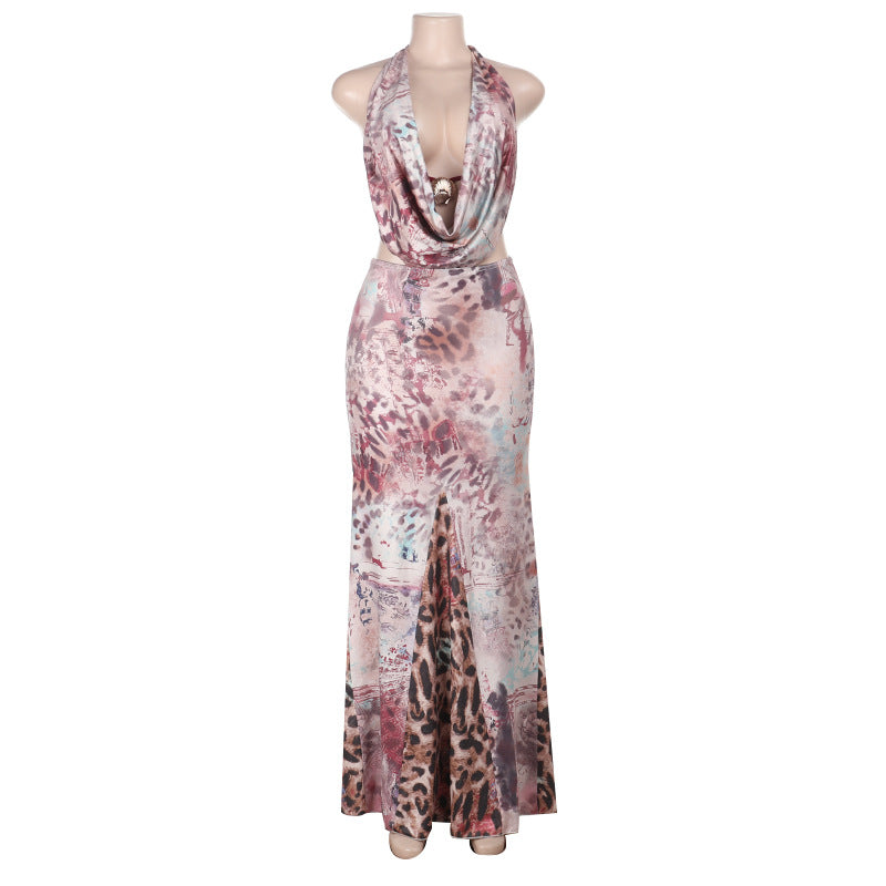 Spaghetti Strap Floral Print Cropped Outfit Holiday Dress Summer Backless Bella Mia
