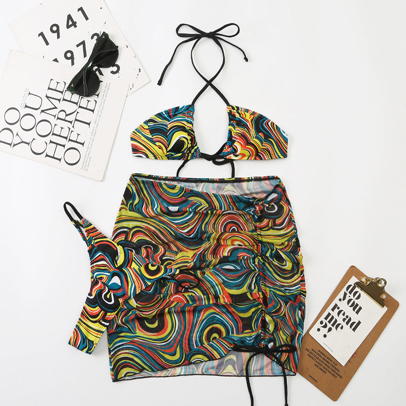 Mesh Women Split Strap Triangle Sexy Bikini Halter Swimsuit Bella Mia