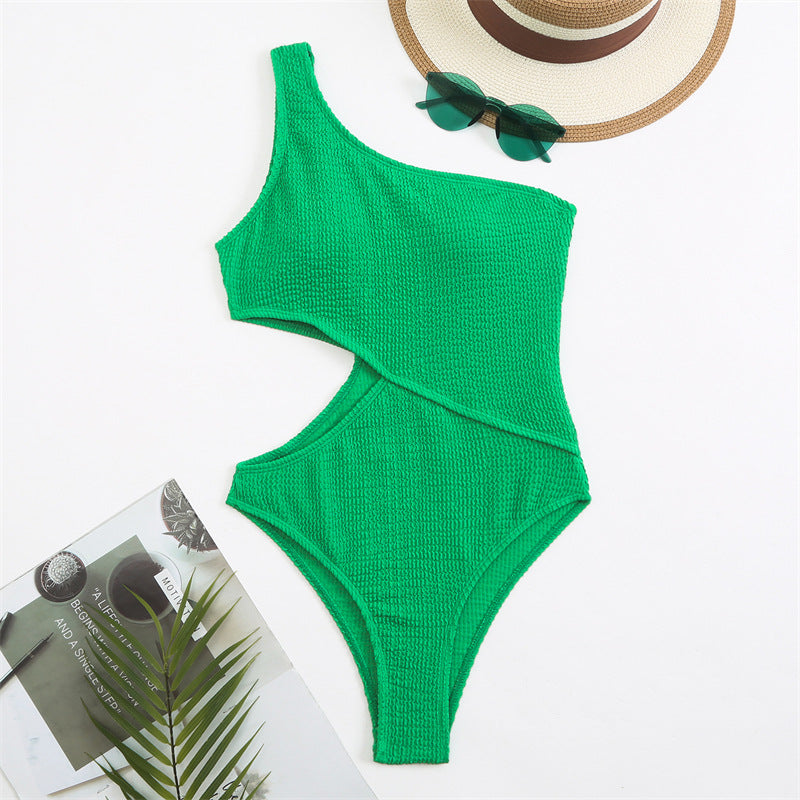Swimsuit Wrinkle Champray Sexy Siamese One Shoulder Bikini Swimsuit Women Bikini Bella Mia