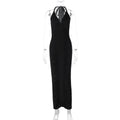 Women Clothing Winter Sexy V neck Backless Lace up Slim Fit Pleated Dress Bella Mia