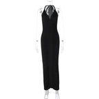 Women Clothing Winter Sexy V neck Backless Lace up Slim Fit Pleated Dress Bella Mia