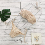 Solid Color Tube Top Strap Pleating Bikini Sexy Split Swimsuit Women Bella Mia
