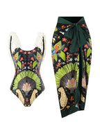 One Piece Printed Skirt Conservative Swimwear Two Piece Women Swimsuit Bella Mia