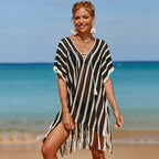 Knitted Hollow-out Headwear Blouse Holiday Casual Beach Bikini Cover 3 Colors
