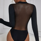 Backless Round Neck Hollow Out Cutout Sexy Mesh Slim Fit Patchwork Inner Push Up Jumpsuit Bella Mia