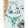 Bikini Printed Lace up Sexy Beach Spring Split Swimsuit