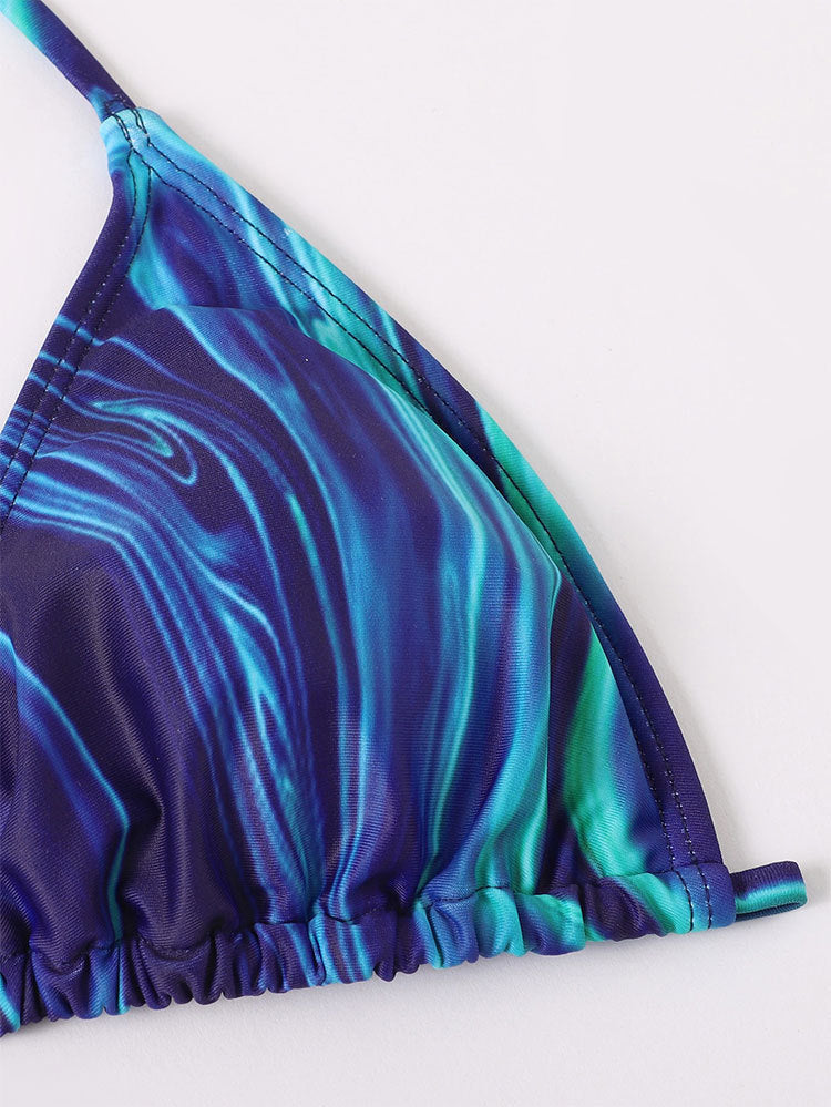 Women Halter Long Sleeve Two Piece Swimsuit Women Printed Sexy Three Piece Bikini Swimsuit Summer Bella Mia