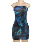 Spring Women Sexy Sleeveless Printed Tube Top Sexy Sheath Short Dress Bella Mia
