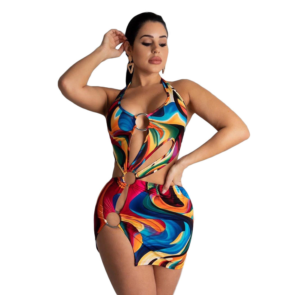 Women Clothing Women Swimsuit Colorful Printing Dress Bella Mia