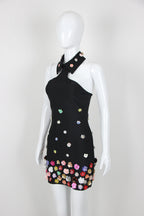 Spring Sexy Handmade Floral Halter Bandage One Piece Dress Short Bandage Dress for Women Bella Mia