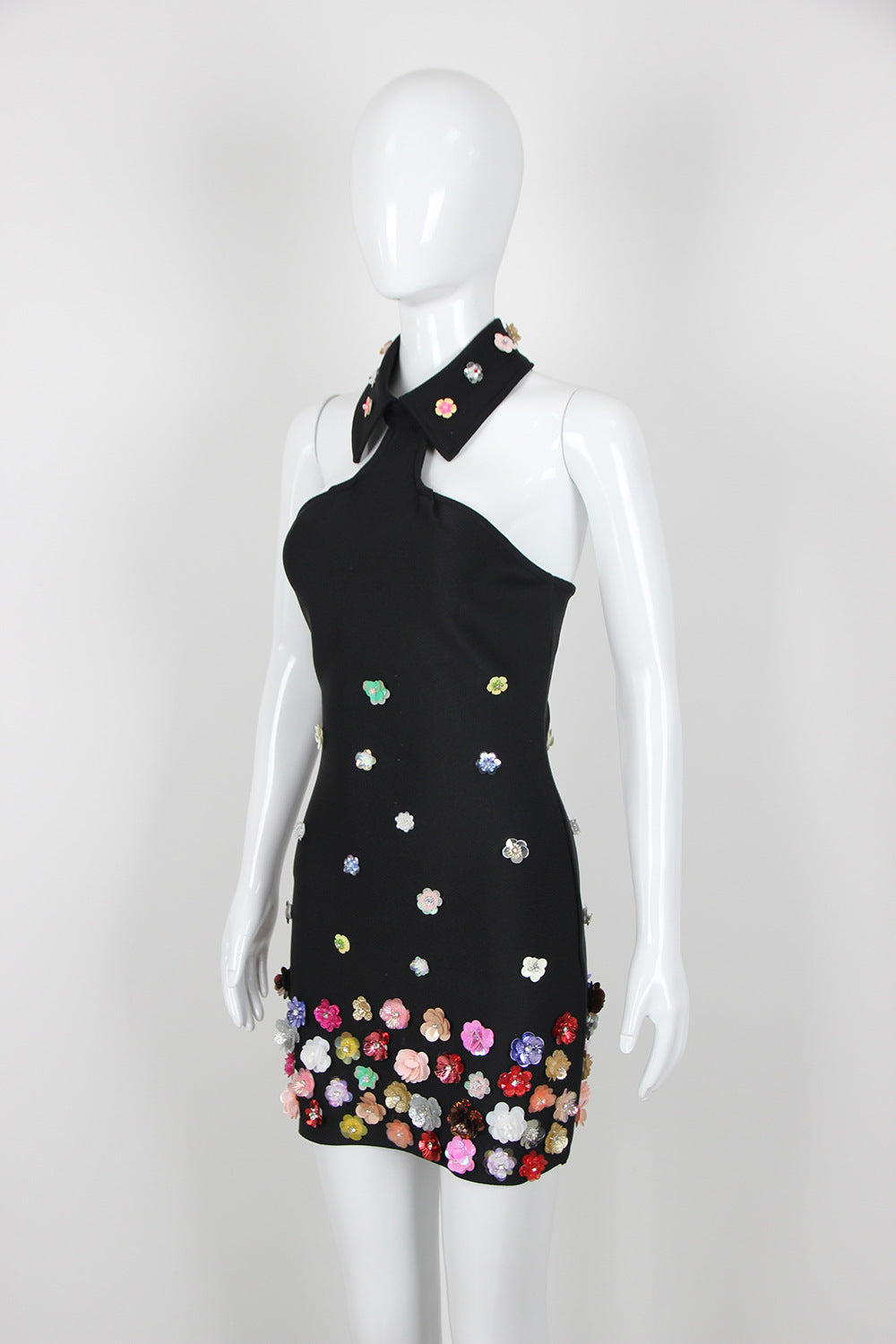 Spring Sexy Handmade Floral Halter Bandage One Piece Dress Short Bandage Dress for Women Bella Mia