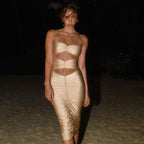 Light Nylon Solid Color Drawstring Draped Dress Sexy Tight Hip Dress Bella Mia