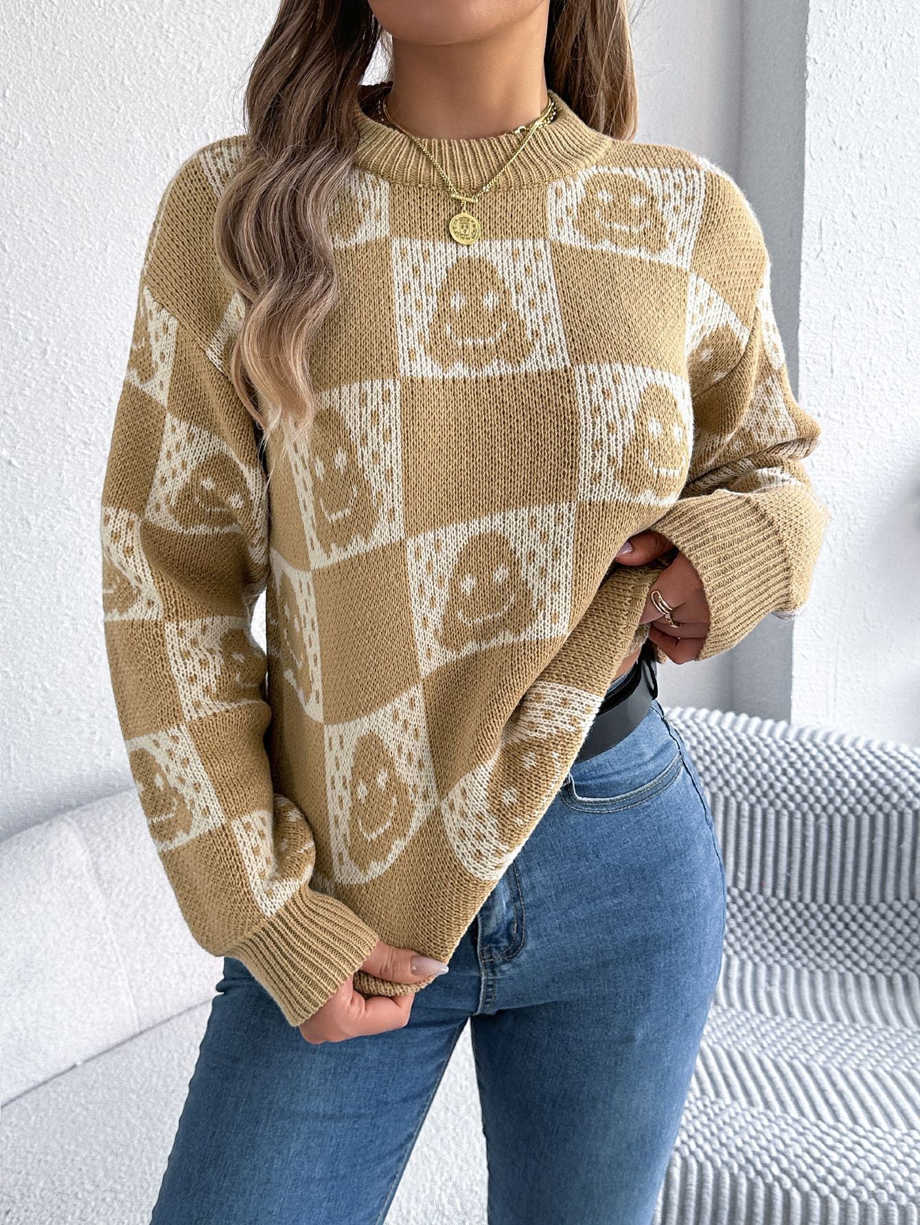 Autumn Winter Halloween Plaid Lantern Long Sleeve Pullover Women Clothing Bella Mia