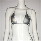 Women Clothing Rhinestone Bikini Set Carnival Sexy Lace Up Outdoor Beach Split Swimsuit Bella Mia