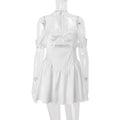 Women Clothing Summer Sexy off Neck Wrapped Chest Nipped Waist Solid Color Dress A line Dress Bella Mia