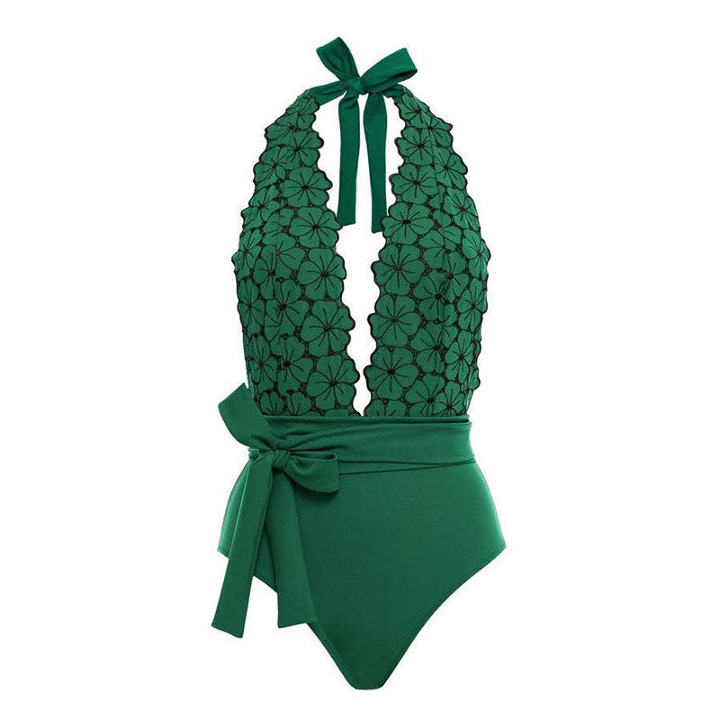 Women One Piece Swimming Bandage Women Tight Retro Printed Bikini Swimsuit Chiffon Skirt Set Bella Mia