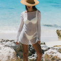 Summer Knitted Sexy Big Backless Beach Holiday Dress Long Sleeve Hollow Out Cutout out See through Women Clothing Bella Mia