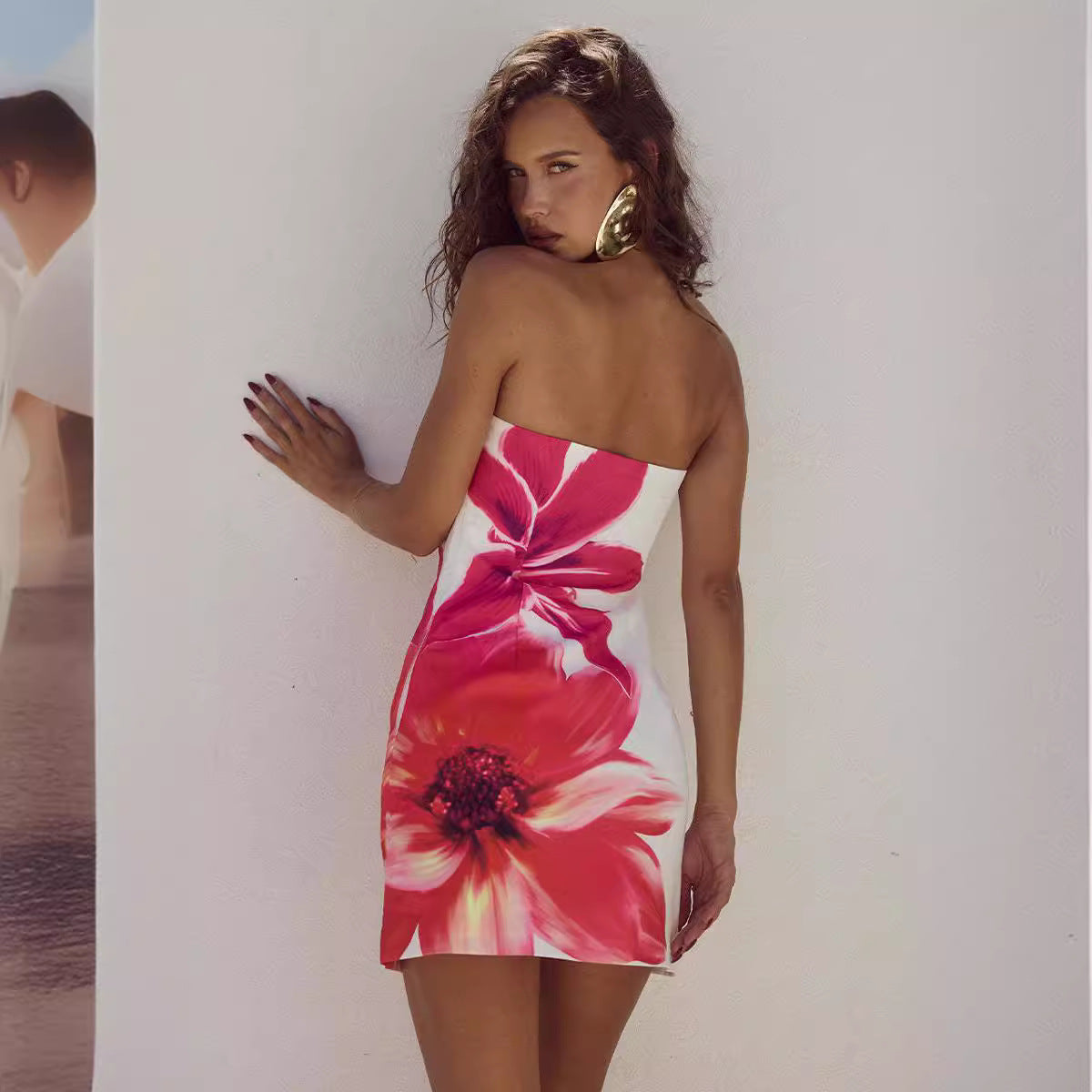Summer Sexy Women Tube Top Floral Print Slim Sheath Short Dress Bella Mia