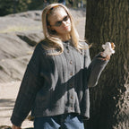 Loose Sweater Cardigan Autumn Winter Sunken Stripe round Neck Sweater Cardigan Knitted Cardigan Women Bella Mia
