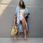 Rayon Printed Beach Cover-up Sexy Cardigan Belt Sun Protection Shirt Beach Cover Up Bella Mia