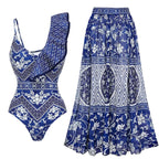 One Shoulder Ruffled One Piece Swimsuit Women Sexy Backless Print Swimwear Swimsuit Bella Mia