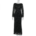 Sexy Backless Long Sleeves Printed Dress Women Autumn Graceful Fashionable Dress Bella Mia