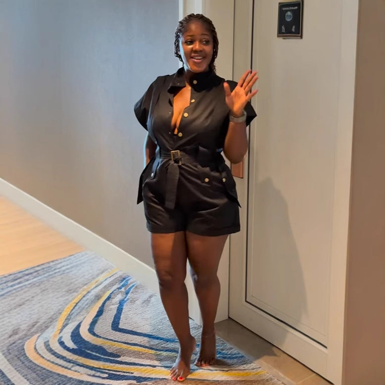 Women Office Casual Loose Cargo Sleeveless Romper