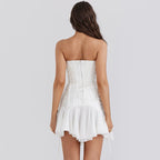 Summer Sexy Women Clothing Sexy Tube Top Lace up Backless Chiffon Stitching Sexy Dress Women Bella Mia