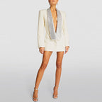 Personality Backless Rhinestone Green Fruit Collar Long Blazer Bella Mia