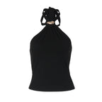 French Adjustable Buckle Lace up Top for Women Spring Sexy Backless Solid Color Tube Top Vest Bella Mia