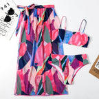 Mesh Women Triangle Bikini Three-Piece Set Printing Sexy Split Swimsuit Bella Mia