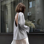 Cotton Pullover Autumn Winter Backless Sweater Loose Knitted Pullover Sweater for Women Bella Mia