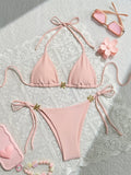 Sexy Exposed Back Women Summer Beach Solid Color Bikini Bella Mia