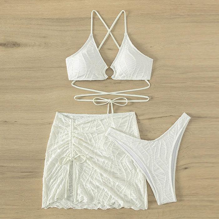 Summer 2023 New Arrival Girls Separates Swimsuit Skirt Bikini Pure Color Swimming Suit Beach Sexy Bikini LUXLIFE BRANDS