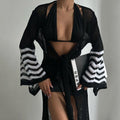 Summer Vacation Beach Dress Sexy Knitting Bikini Smock Dress Lace Up Bell Sleeve Dress Women Bella Mia