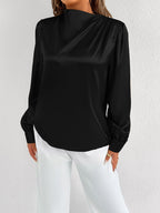 Women Clothing Summer Satin Shirt Women Shirt Light Transparent Satin Top Bella Mia