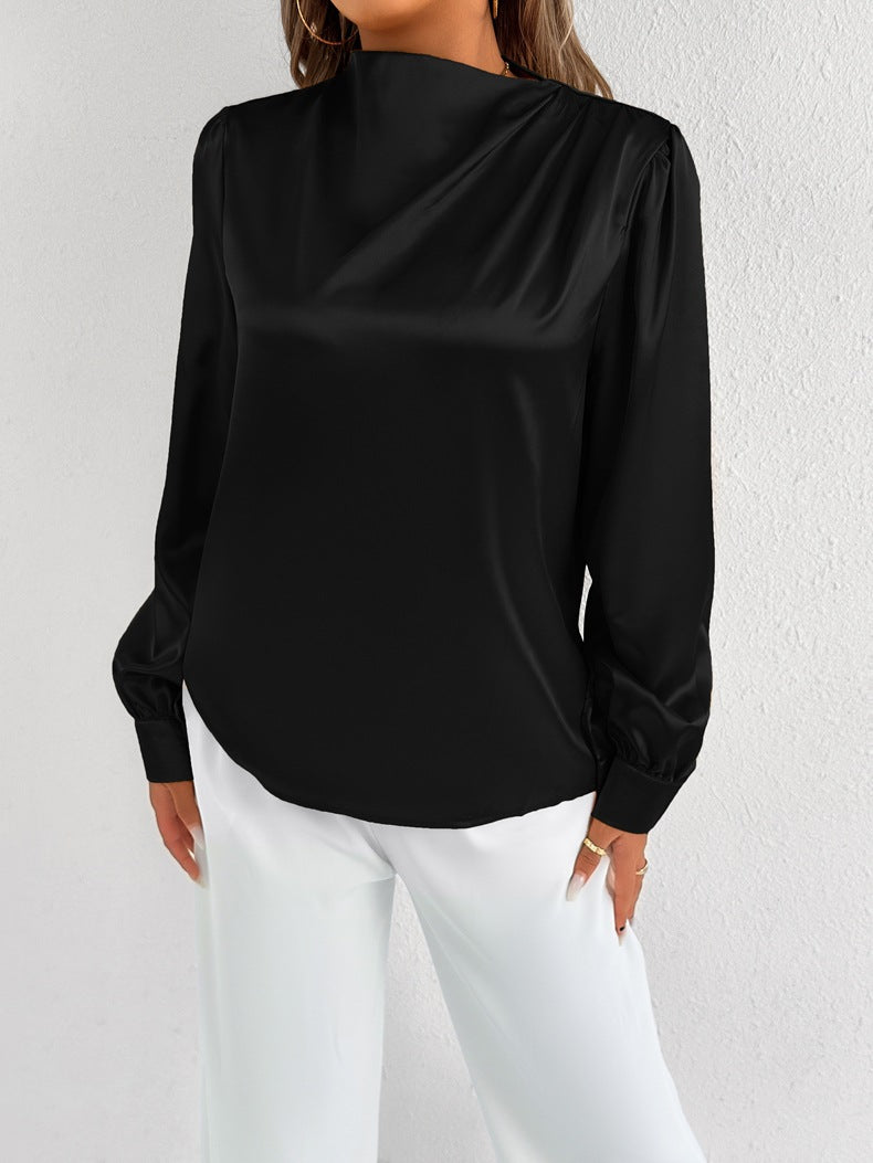 Women Clothing Summer Satin Shirt Women Shirt Light Transparent Satin Top Bella Mia