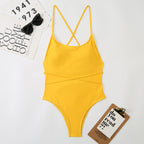 Sexy One Piece Nylon Multicolor Bikini Solid Color Tied Open Back Swimsuit Swimsuit