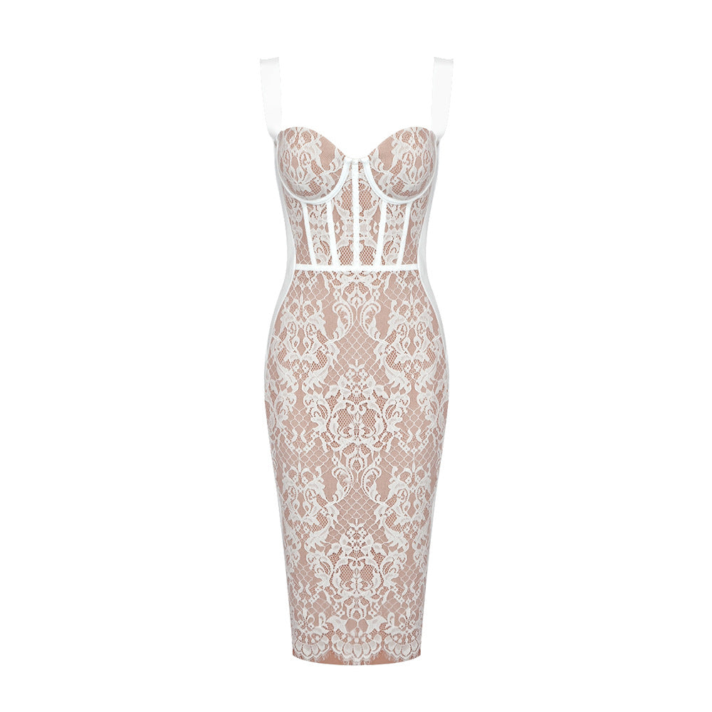 Autumn Retro Lace Suspender Sexy Dress Nightclub Tight Women Clothing Bella Mia
