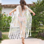Knitted Tassel Beach Cover up Sexy Mesh Hollow Out Loose Vacation Cardigan Bikini Cover Bella Mia