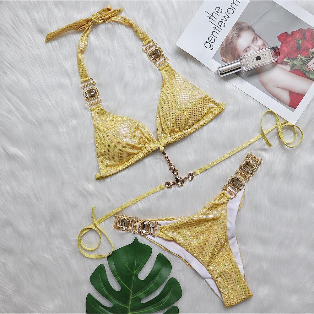Sexy Crystal Diamond Bikini Strap Women Split Swimsuit Beach Swimsuit Bella Mia