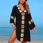 Beach Cover up Arrival Mosaic Floral Beach Dress Cloth Floral Seaside Vacation Sun Protection Blouse for Women Bella Mia