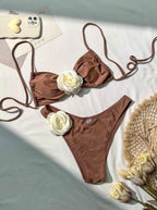 Three Dimensional Floral Sexy Bikini Swimsuit Women Vacation Beach Bikini Swimsuit Bella Mia