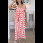 Summer Women Clothing Pattern Printing Thin Belt Loose Maxi Dress Office Bella Mia