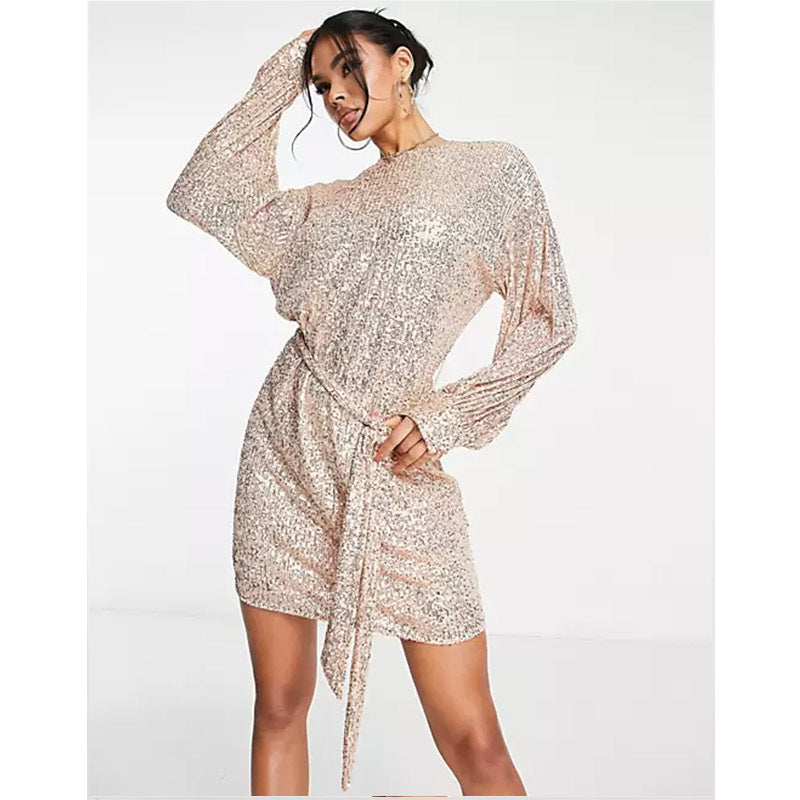 Festival Party Shiny Crystal Beaded Dress Dinner